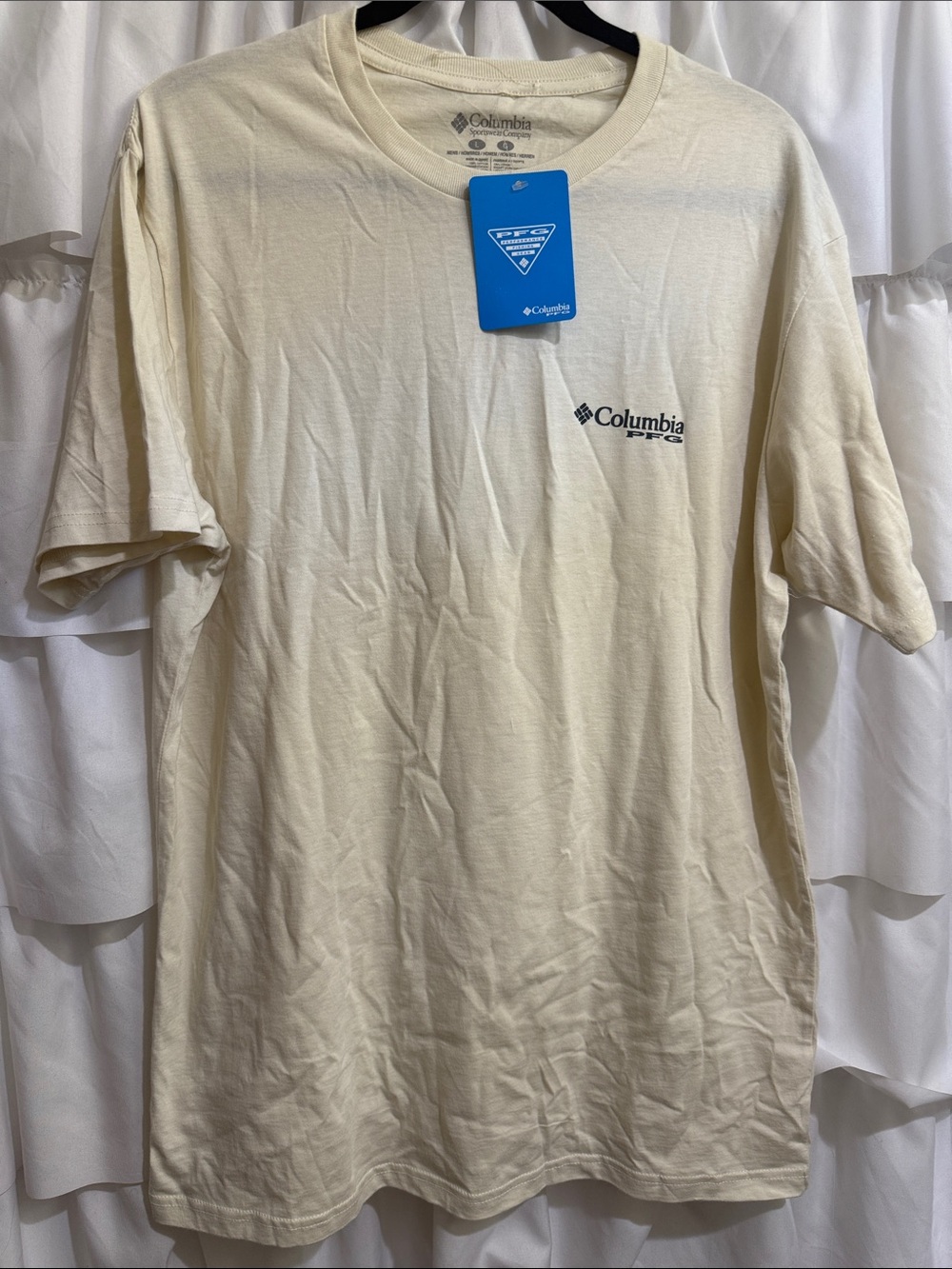 Columbia Men’s Fishin’ Brand New- Short-Sleeve Cream Logo Tee